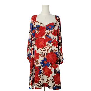 Maurices Floral Tunic Babydoll Coquete Milkmaid Rouched Sz 3X Lined Cottagecore